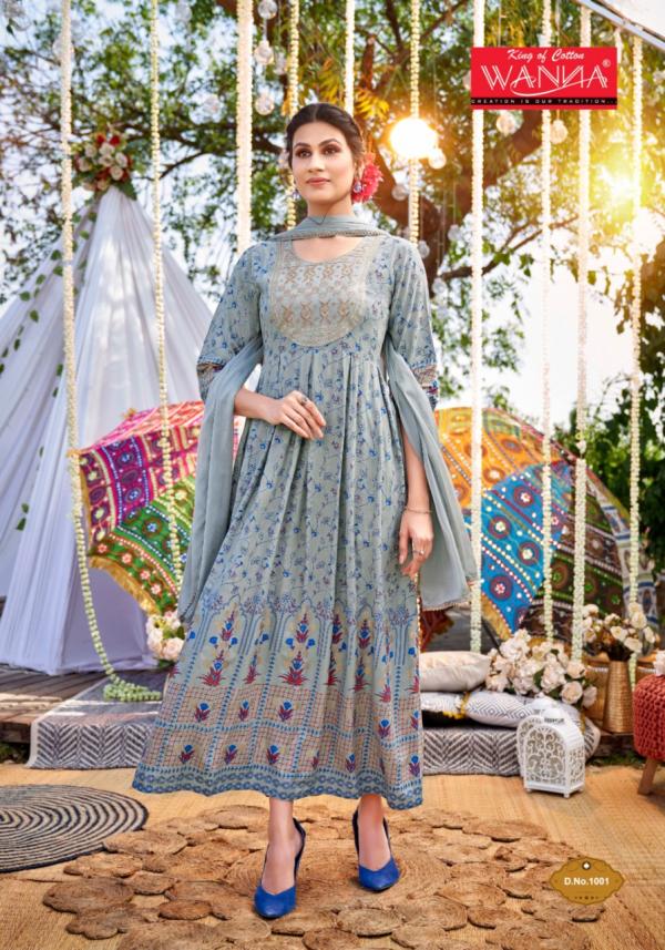 Wanna Dastoor Rayon Fancy Long Kurti With Dupatta 